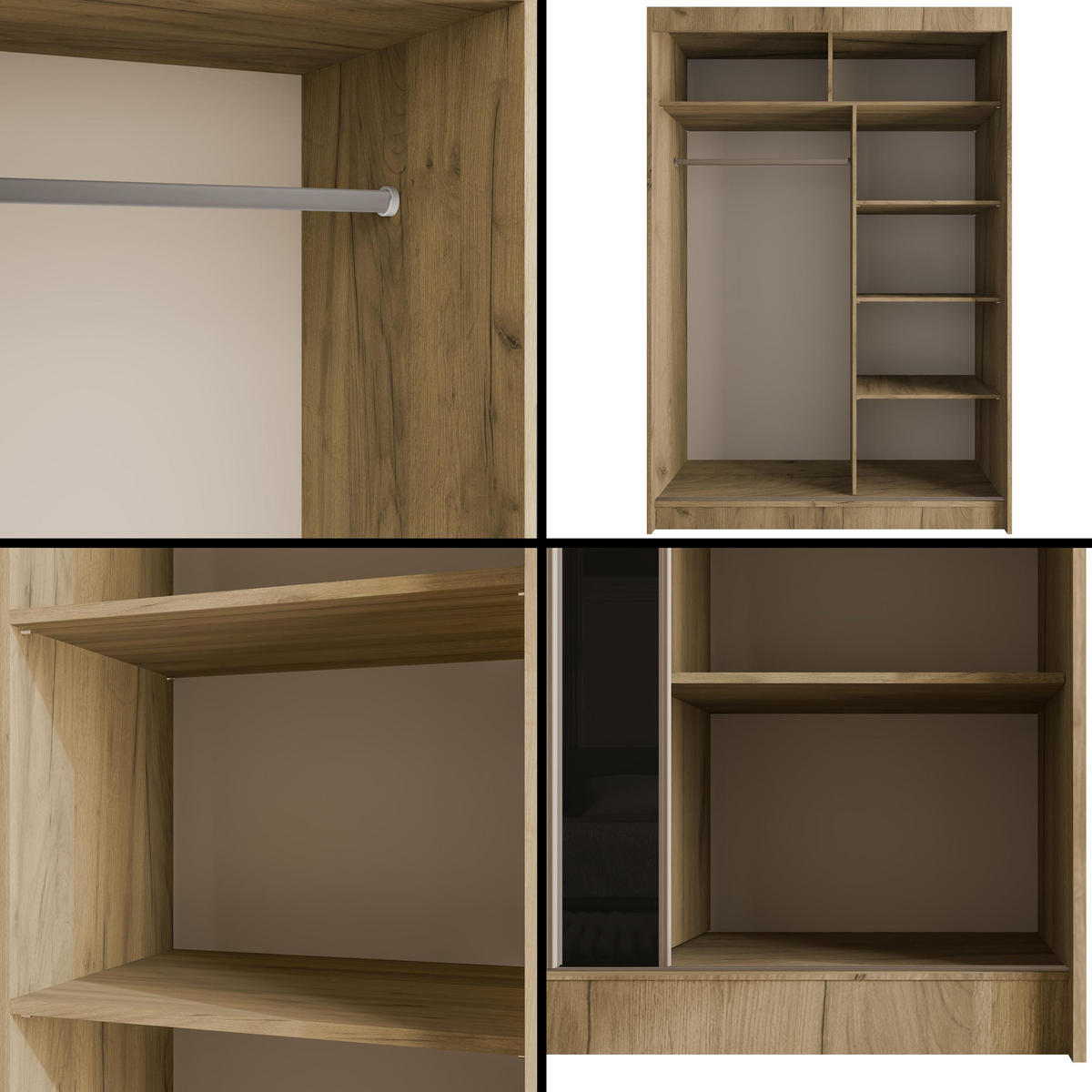 KLEIDERSCHRANK VESLI - 120 cm - Braun|Schwarz - Schwarz/Braun, Holzwerkstoff (120/215/61cm) - ALTDECOR