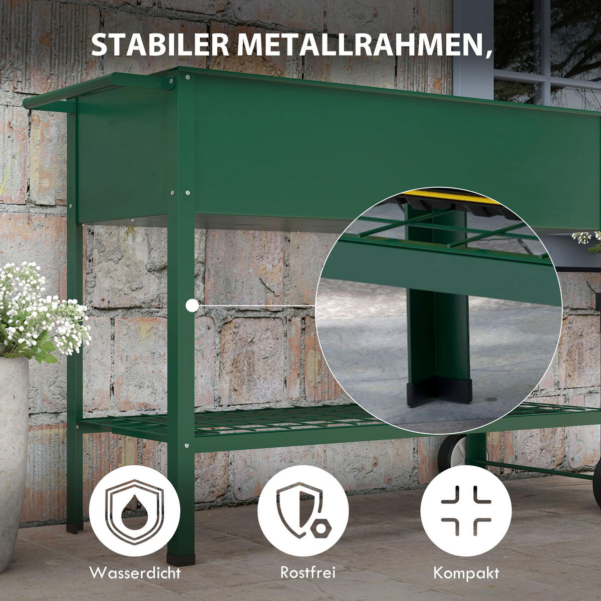 HOCHBEET, Grün, Metall, Kunststoff - Grün, Metall (44/80/109cm) - Outsunny