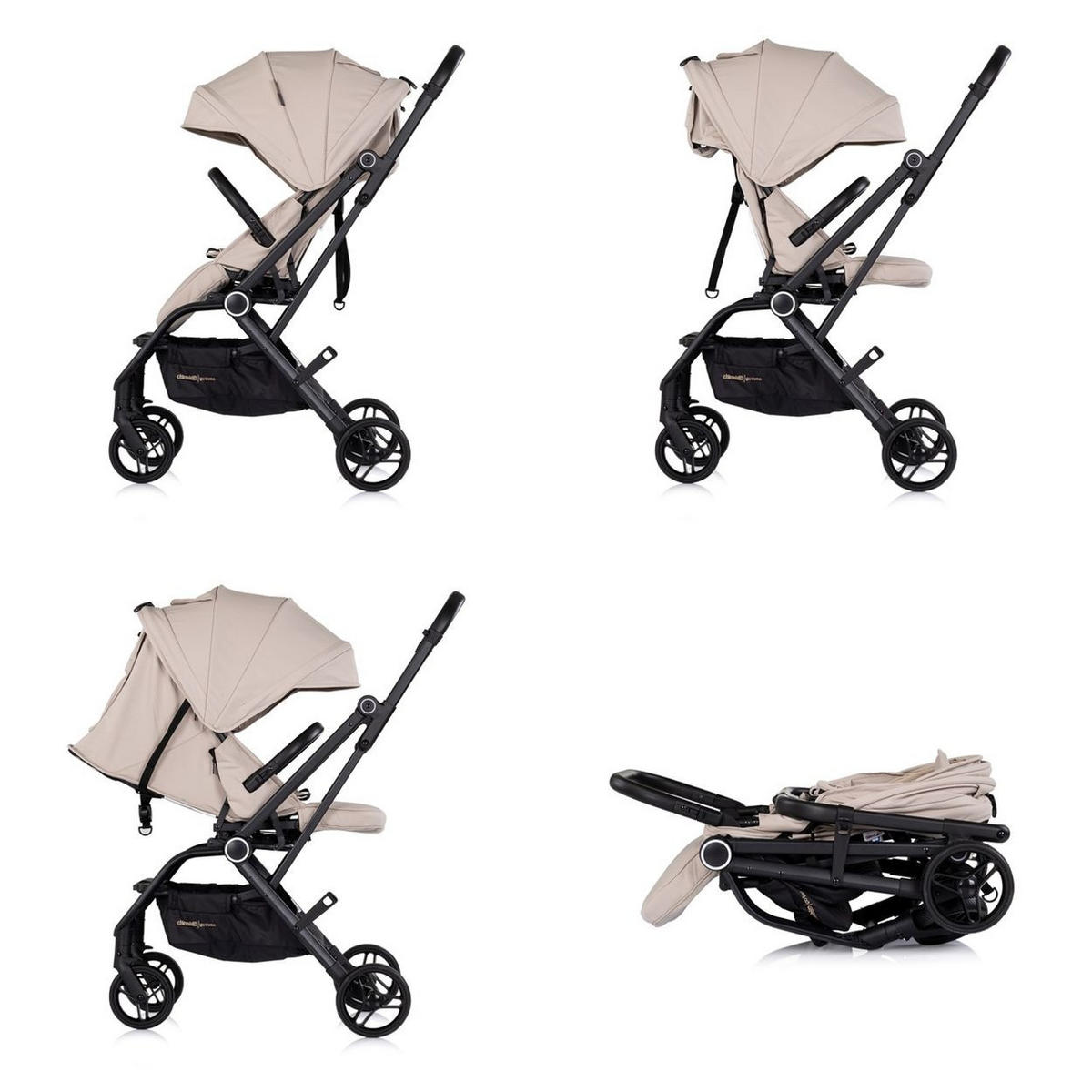 KINDERWAGEN Go Twistige Sitz drehbar PU-Reifen klappbar Federung Korb - Beige, Metall (70/55/103cm) - Chipolino
