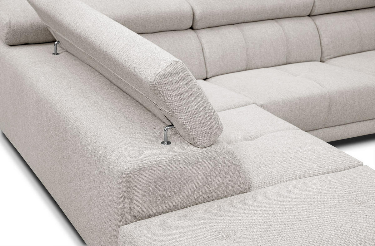 ECKSOFA MORELLO 5-Sitzer, creme - Anthrazit/Schwarz, Holzwerkstoff/Textil (158/269cm) - Courtois Laville