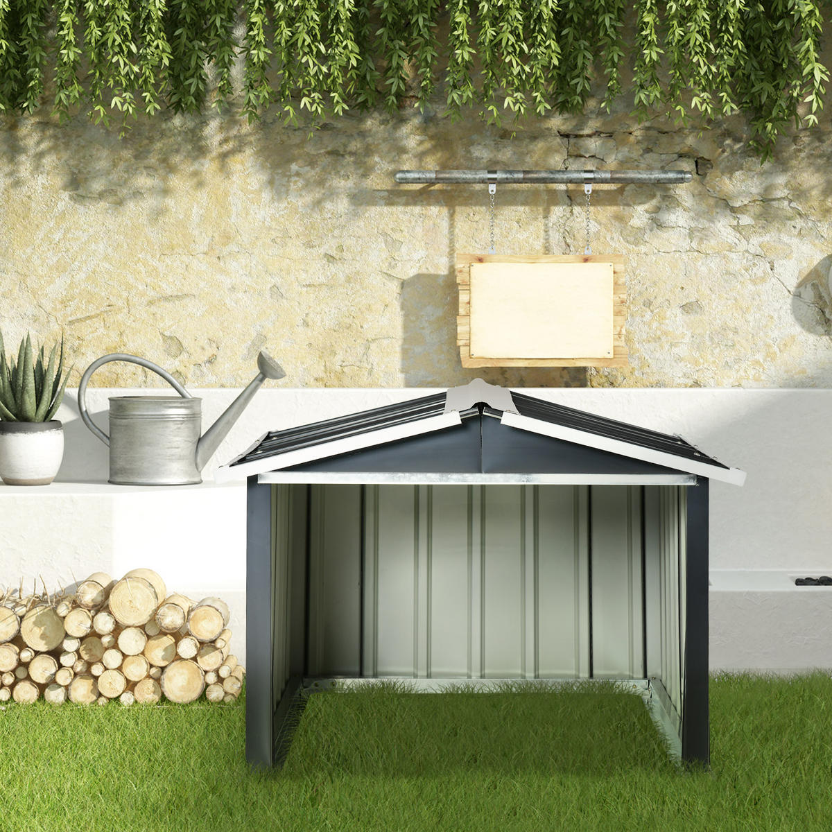 KLEINGARAGE DE-13748 mit Überdachung Grau - Grau, Metall (100/63/86cm) - ComfortXL