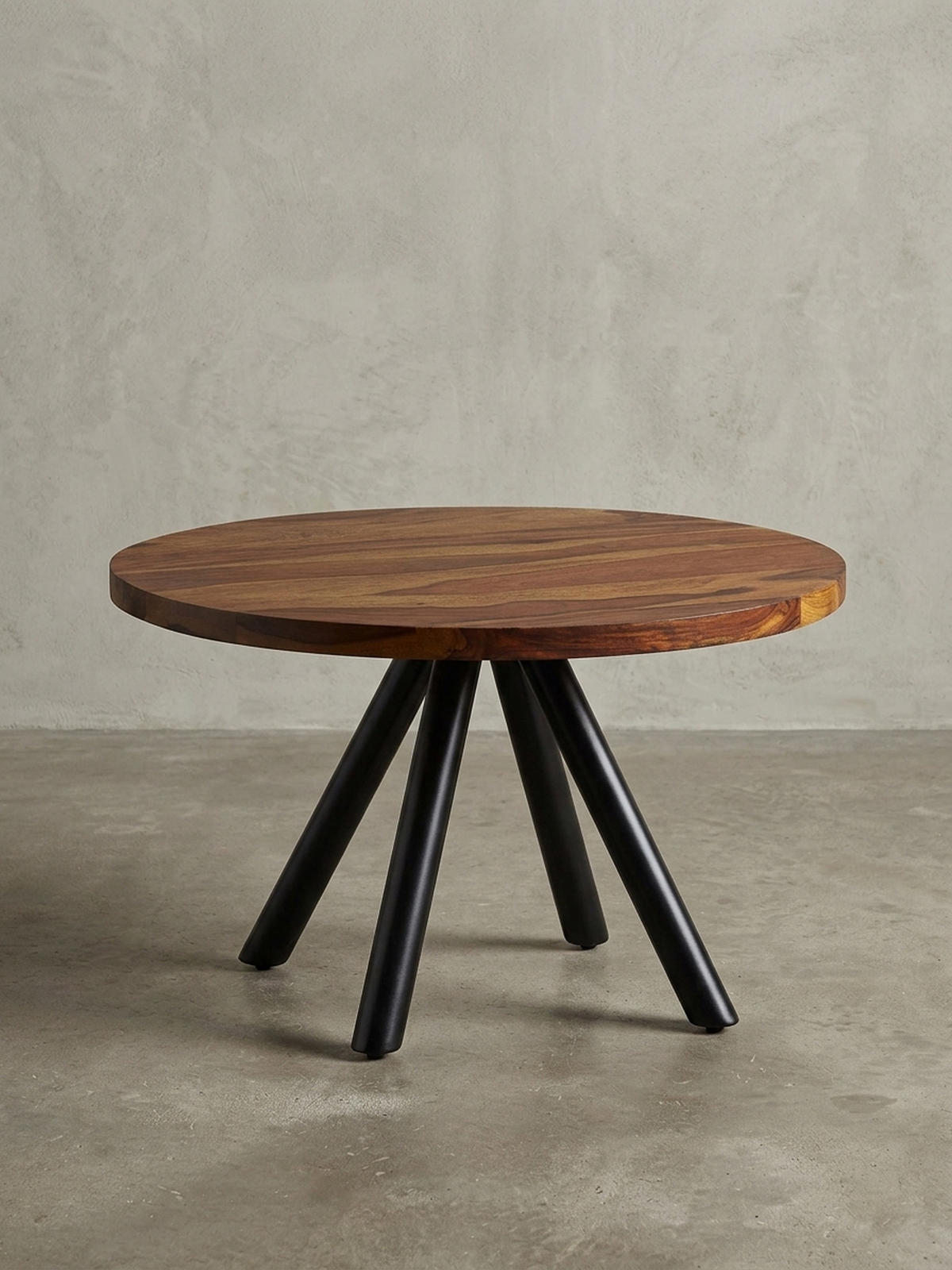 COUCHTISCH rund aus Massivholz und Metall, Handgefertigt - Schwarz/Braun, Holz/Metall (60/60/35cm) - KADIMA DESIGN