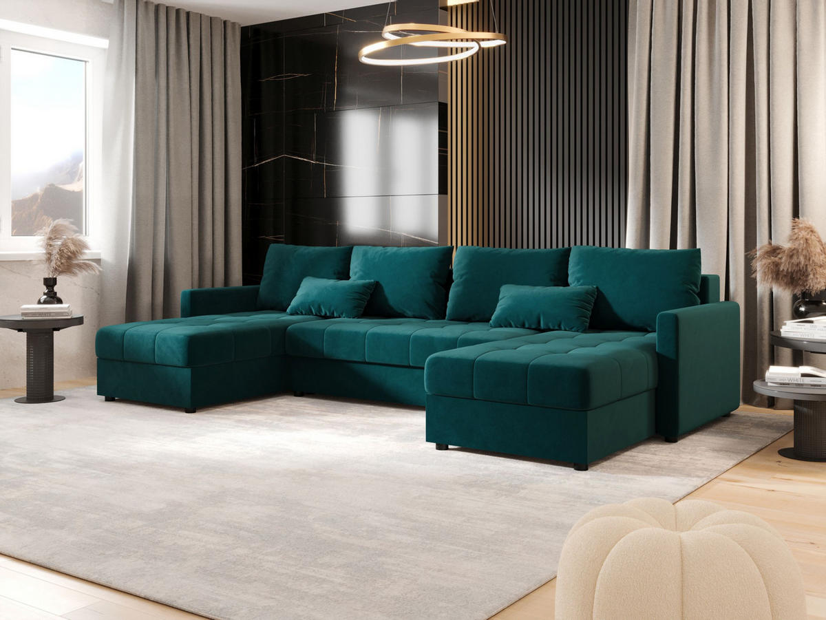ECKSOFA MOS U BIS Itaka 39 mit Schlaffunktion - Türkis, Textil (285/85/140cm) - Bedante