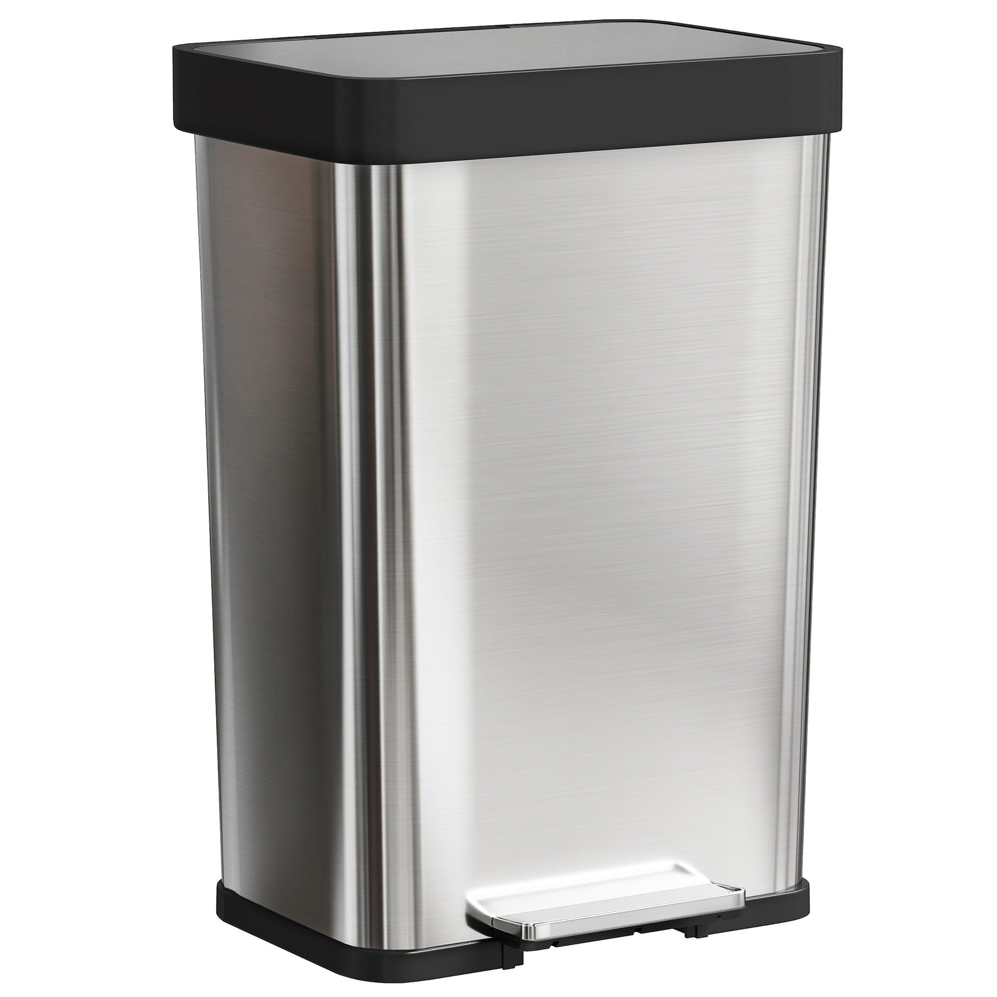 MÜLLEIMER 60 L DE-08922 mit Fußpedal, sanft schließender Deckel Silberfarben - Silberfarben, Metall (36/66.5/44cm) - ComfortXL