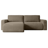 ECKSOFA mit Schlaffunktion und Bettkasten KLEEA-L - 247x143x83 cm Braun Velours - Schwarz/Braun, Holzwerkstoff/Kunststoff (247/143cm) - ALTDECOR