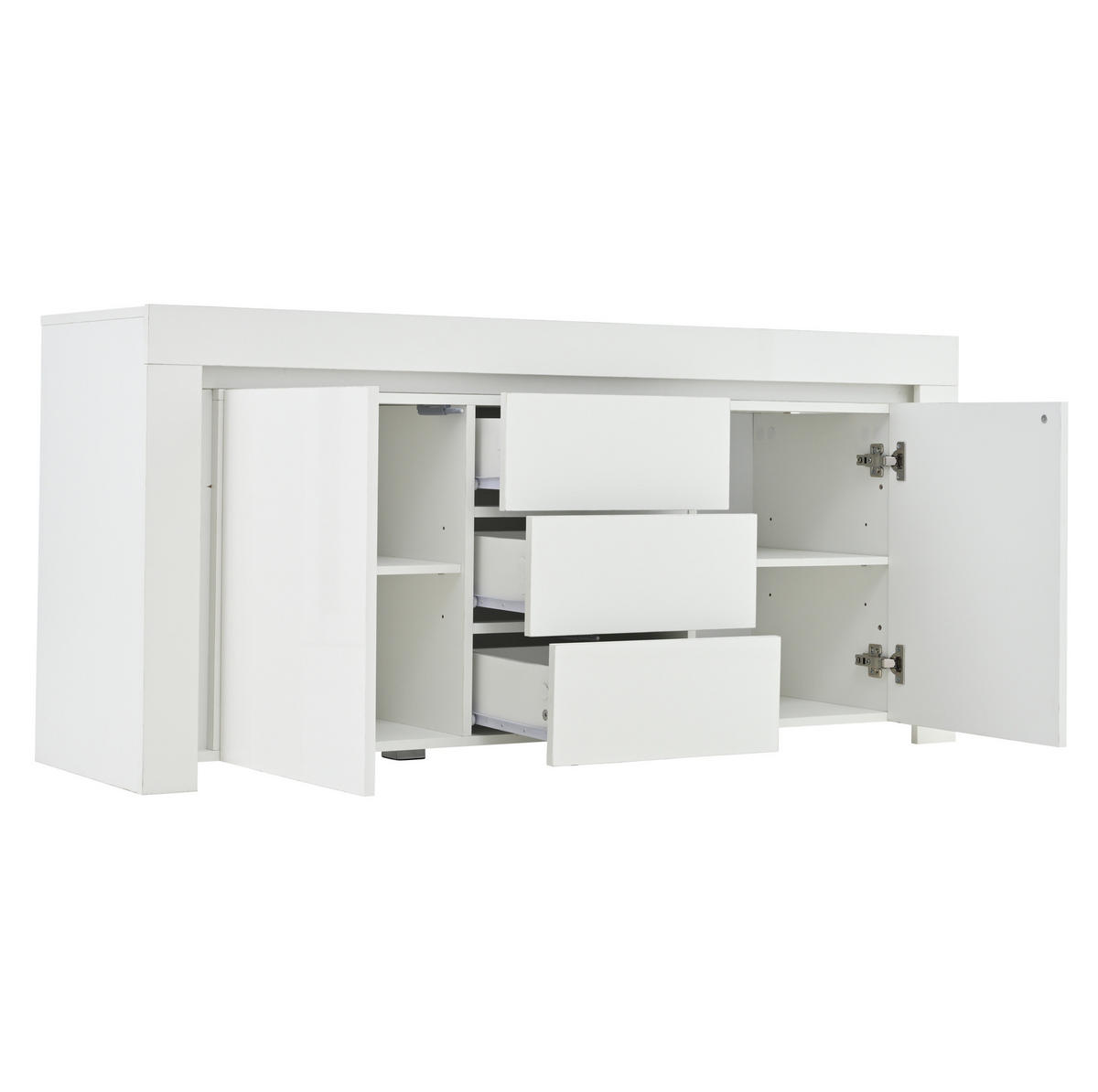 SIDEBOARD aus MDF 140x40x65 cm Weiß mit LED-Beleuchtung, 3 Schubladen und 2 Türen - Weiß, Holzwerkstoff (140/65/40cm) - IVMEU
