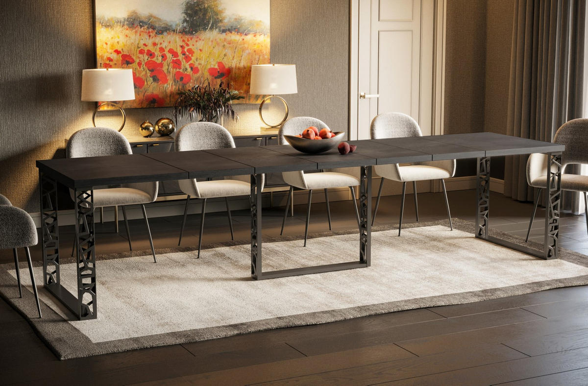 ESSTISCH Ewerest Max ausziehbar - Graphitfarben, Holzwerkstoff (130/85/76cm) - Endo-Moebel