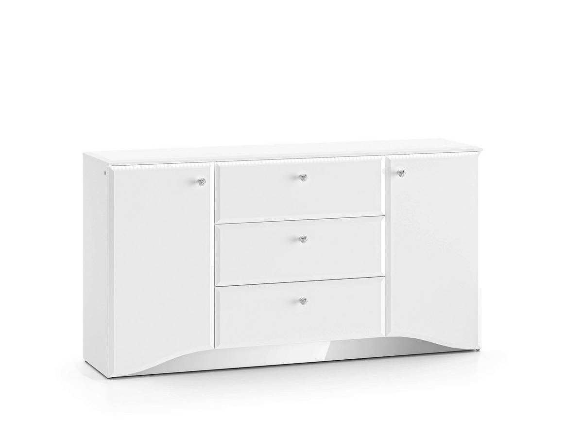 WOHNZIMMER Set 3-tlg. – Glamour - Weiß Hochglanz, Holzwerkstoff (87/190/41cm) - hi-markt
