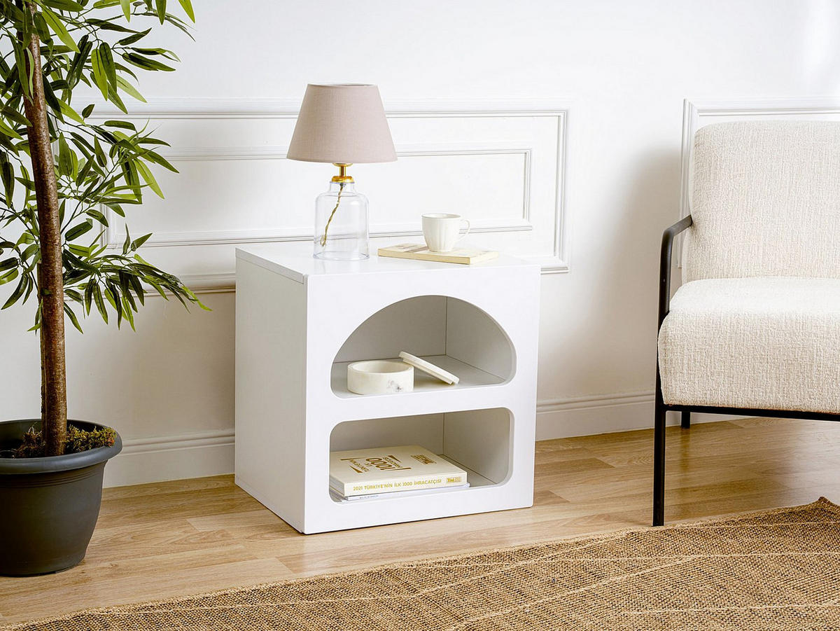 2ER-SET Nachttische mit Stauraum - Weiß - LUELA - Weiß, Holz (50/50/40cm) - Vente-Unique