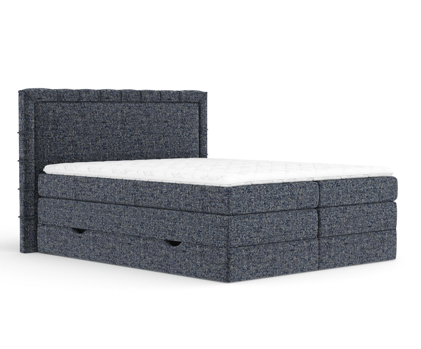 BOXSPRINGBETT Rosabel Marineblau 200/200 cm mit Matratze und Topper - Schwarz/Dunkelblau, Holz/Holzwerkstoff (200/200cm) - Maison de Reve