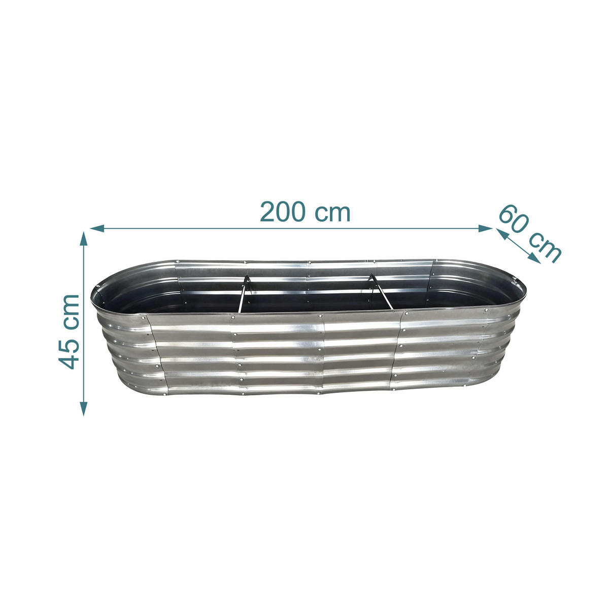 HOCHBEET - Silberfarben, Metall (200/45/60cm) - Relaxdays