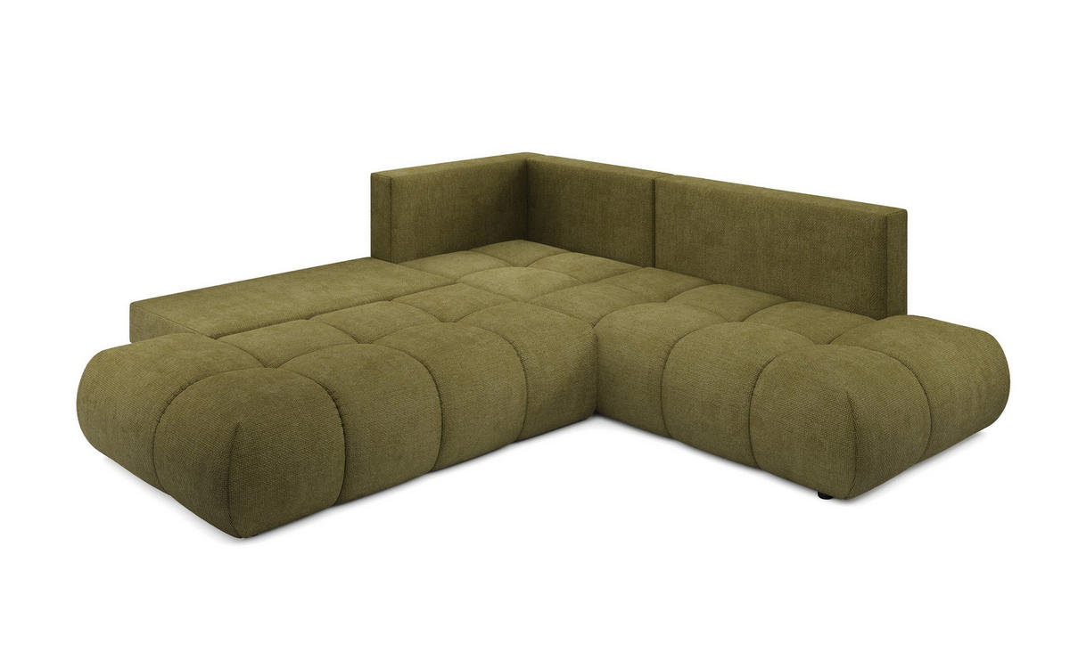 ECKSOFA DUCA II R-S Grün Chenille mit Schlaffunktion - Grün, Holz (266.5/266.5cm) - MASSENO