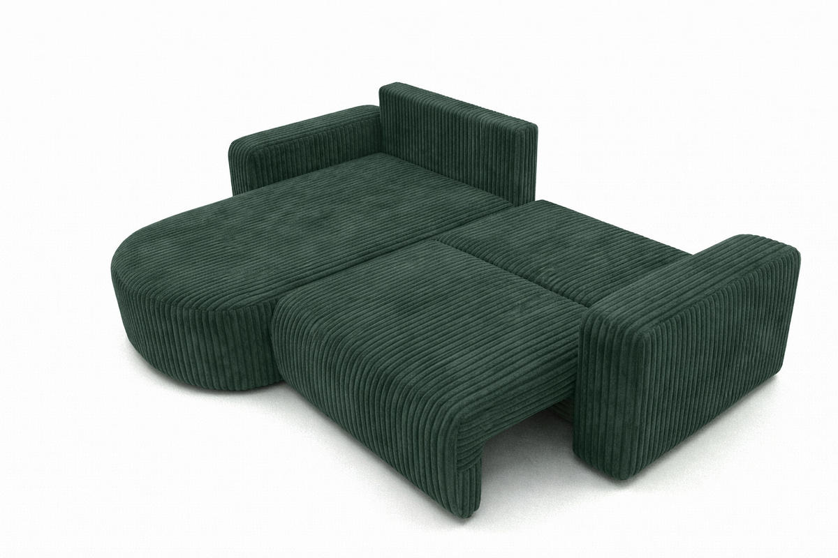 ECKSOFA Mit Schlaffunktion, Cordstoff Tilia, Grün, Links, ROUND ONE - Grün, Holz (244/175cm) - Kaiser Möbel