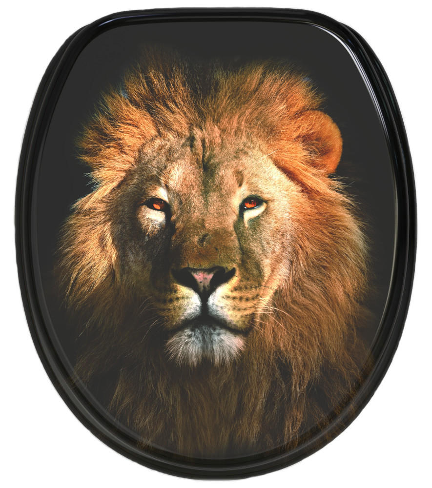 WC-SITZ mit Absenkautomatik Löwe - Braun, Holzwerkstoff (38/6/47cm) - Sanilo