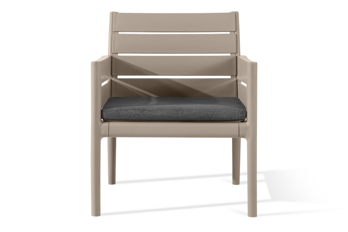 GARTENMÖBEL-SET MITTU 3-tlg, Beige/Braun - Beige/Braun, Kunststoff - KONSIMO®