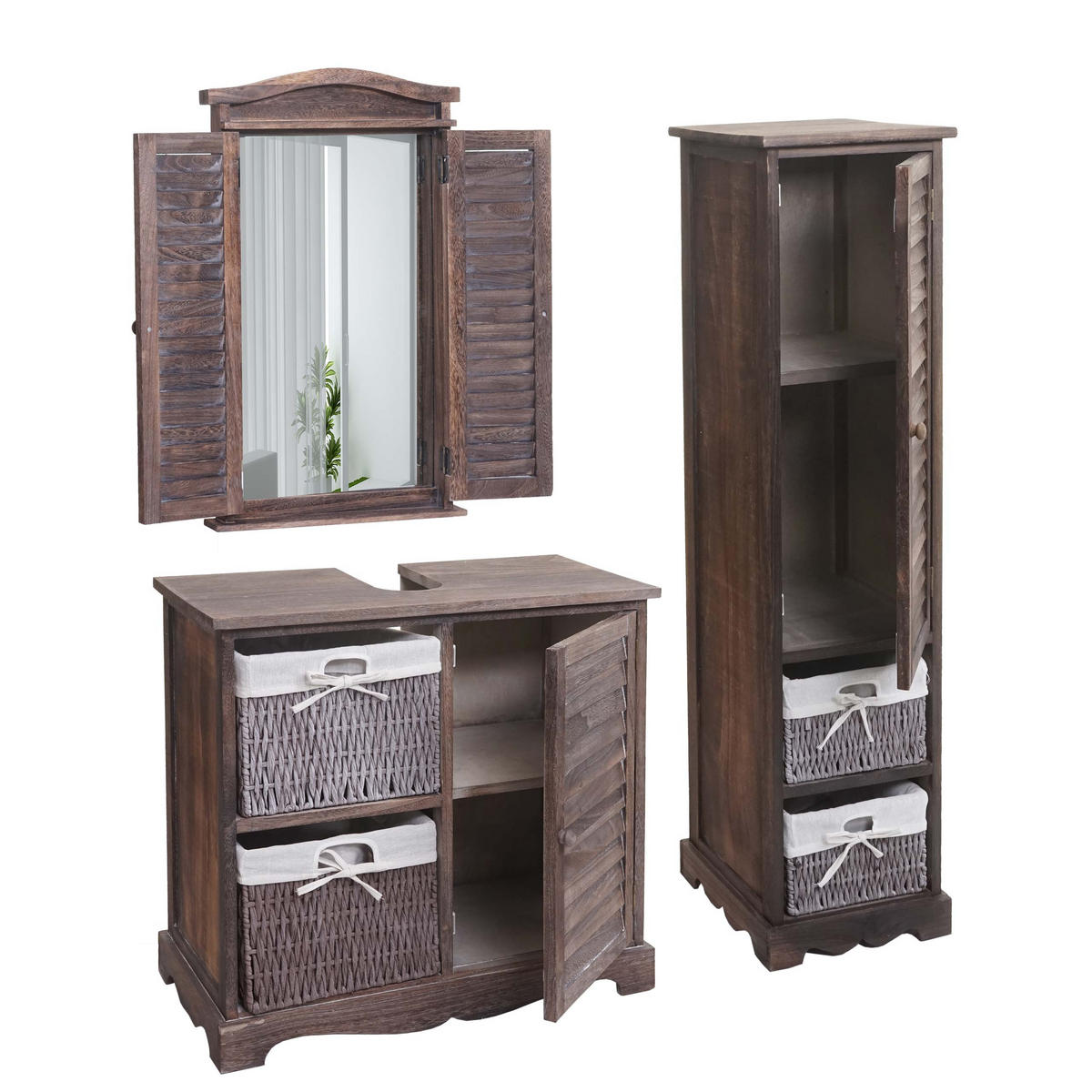 BADEZIMMERSET Braun - Braun, Holz (76/120/31cm) - MCW