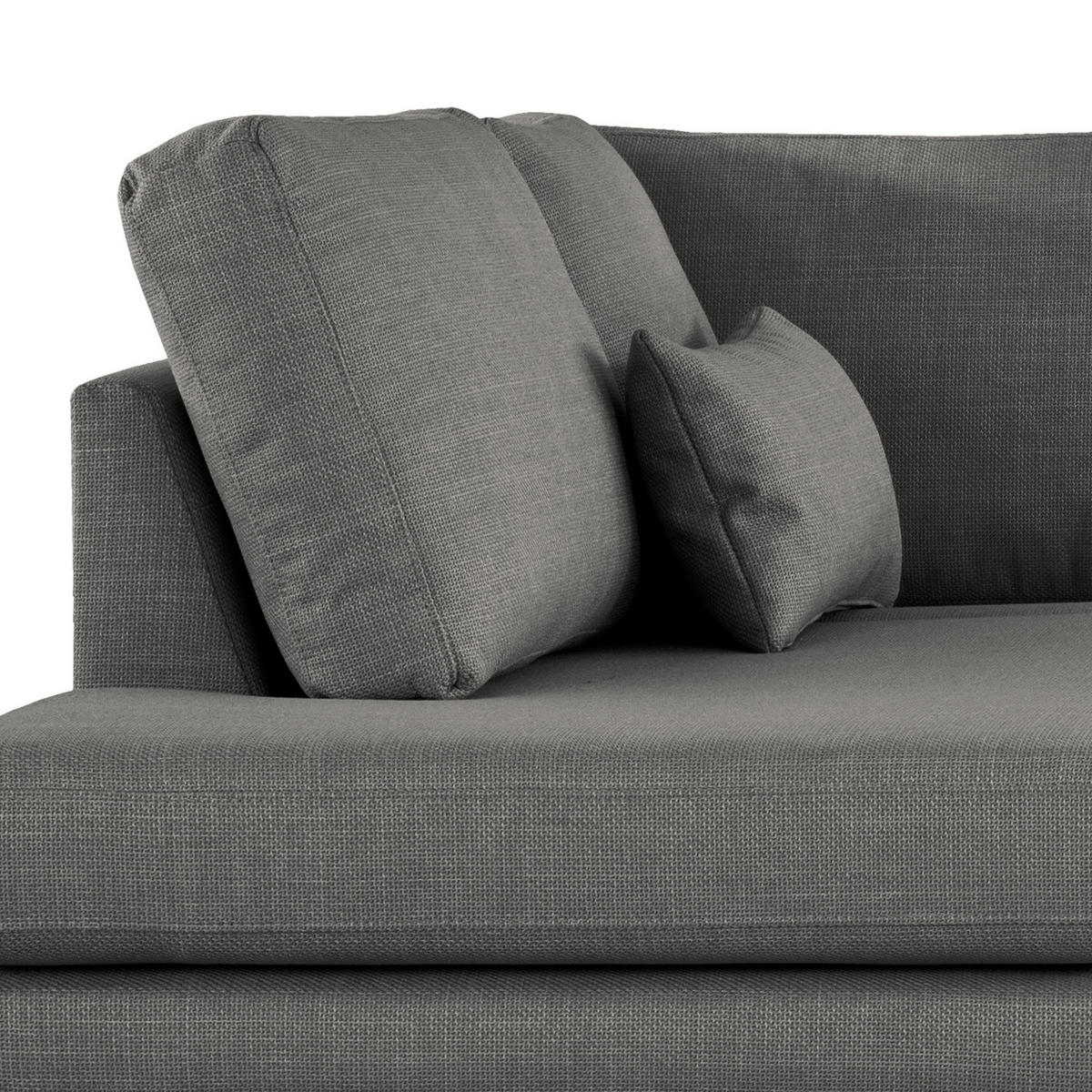 WOHNLANDSCHAFT mit Longchair - Eichefarben/Dunkelgrau, Eichenholz/Textil (371/81/219cm) - home24