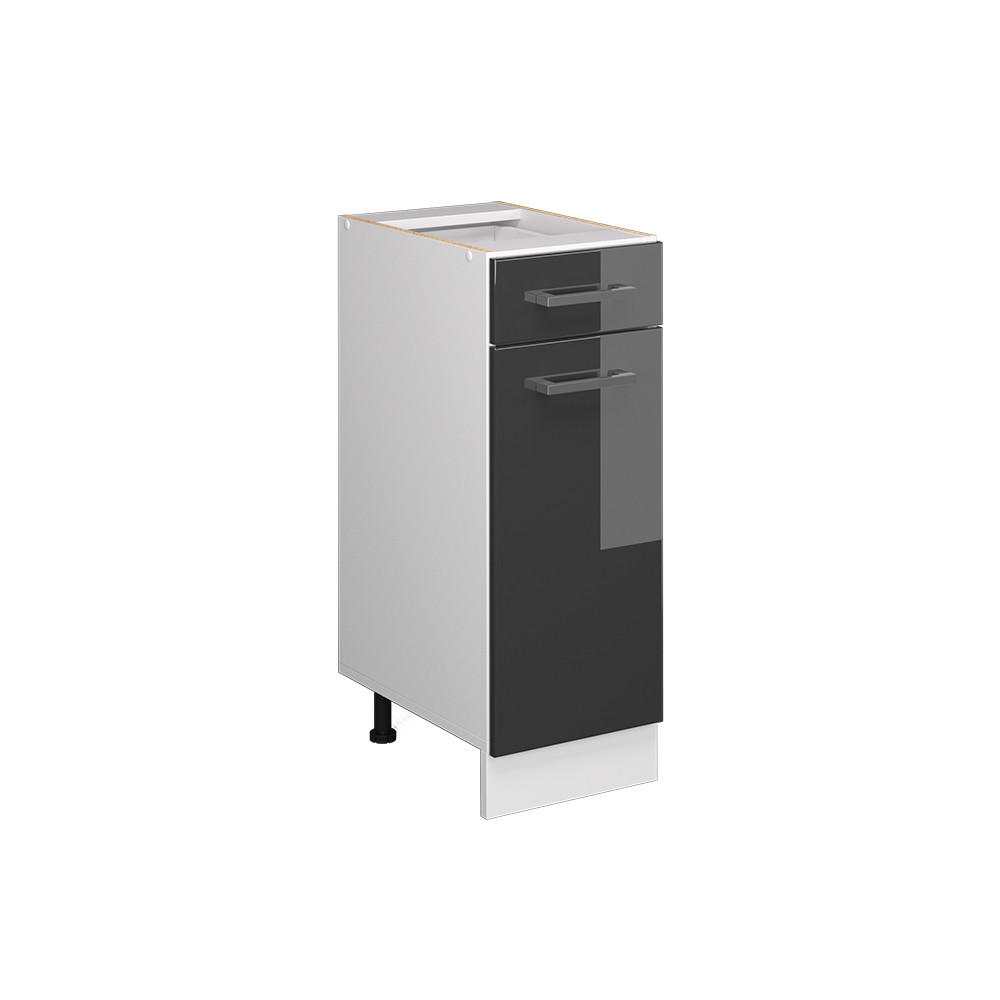 KÜCHENUNTERSCHRANK R-Line Anthrazit Hochglanz 30 cm ohne AP - Schwarz Hochglanz/Anthrazit, Holzwerkstoff (30/81.6/46cm) - Vicco