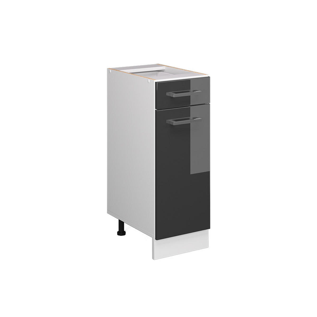 KÜCHENUNTERSCHRANK R-Line Anthrazit Hochglanz 30 cm ohne AP - Schwarz Hochglanz/Anthrazit, Holzwerkstoff (30/81.6/46cm) - Vicco