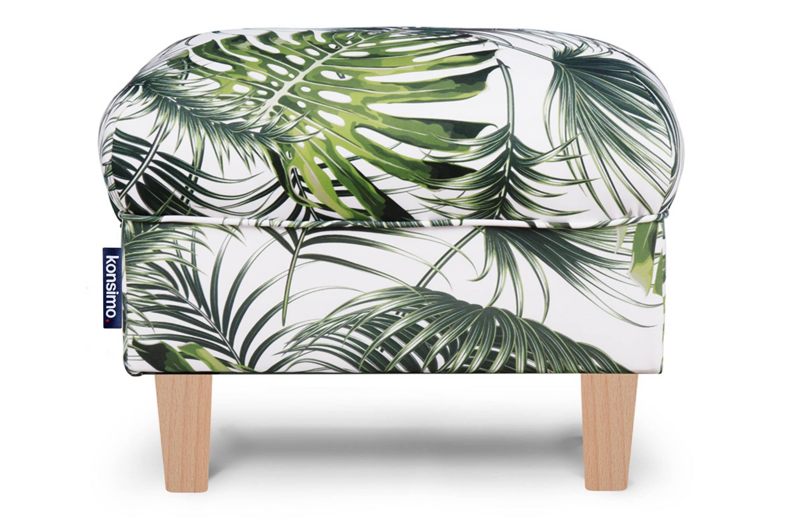 SITZHOCKER MILES Pouffe zeitloses Design und pflegeleichter Stoff, Bunt - Buchefarben/Multicolor, Holzwerkstoff/Buchenholz (55/42/40cm) - KONSIMO®
