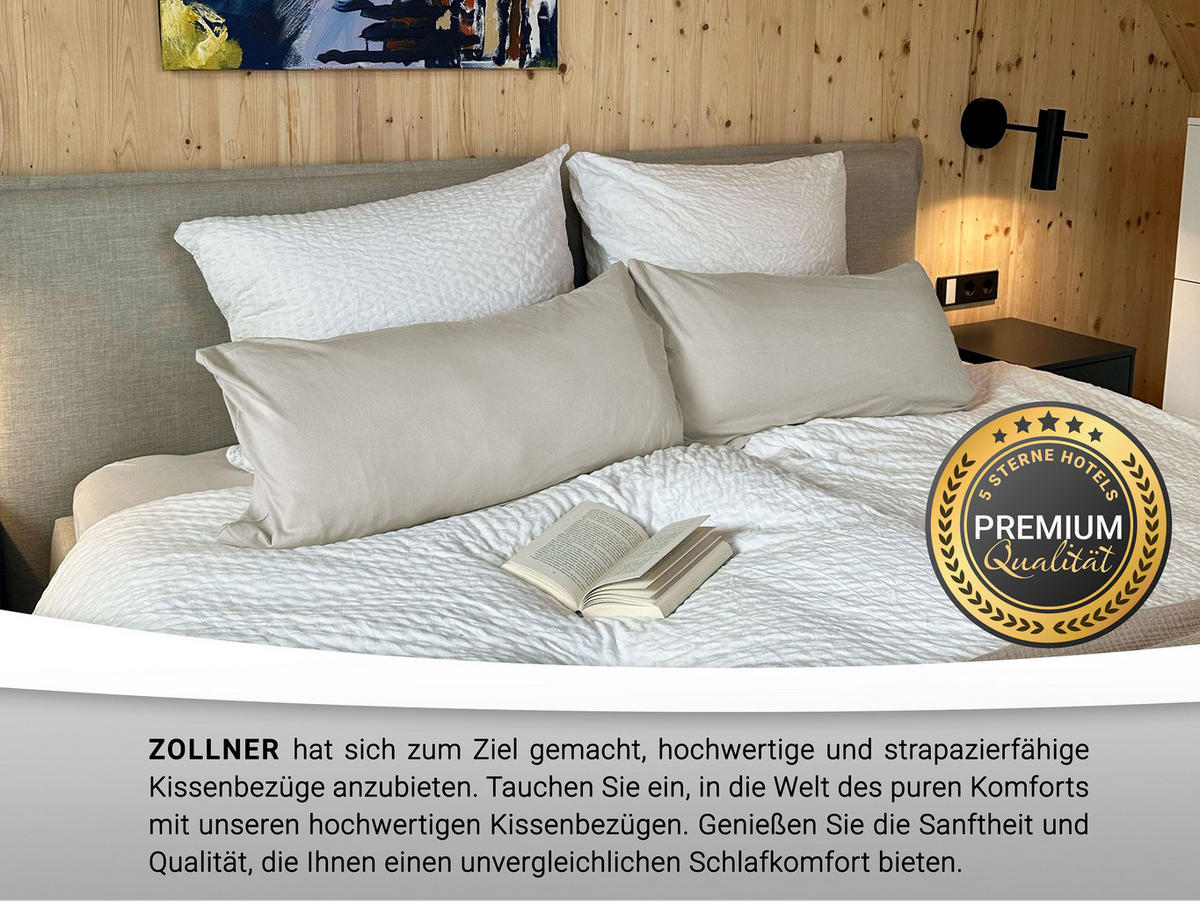 KISSENBEZUG, 2er-Set, 40x80 cm, 100% Baumwolle, Grau - Hellgrau, Textil (40/80cm) - Zollner