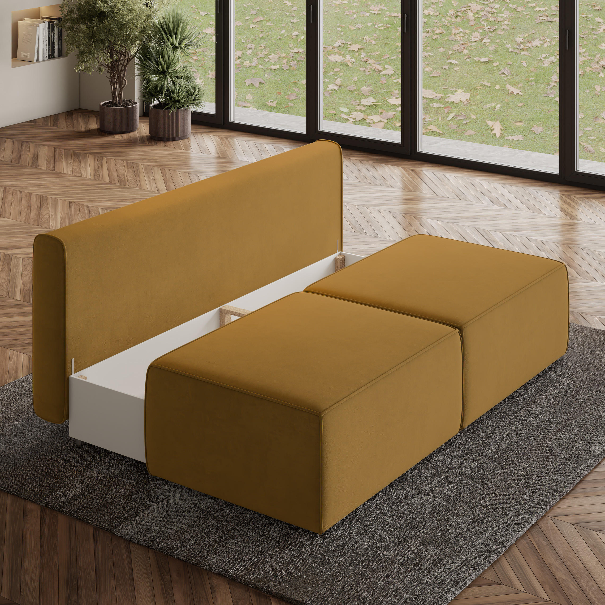 Thumbnail - Masseno Ecksofa, Gelb, Textil, 3-Sitzer, L-Form, 196x158 cm, Wohnzimmer, Sofas & Couches, Wohnlandschaften, Ecksofas
