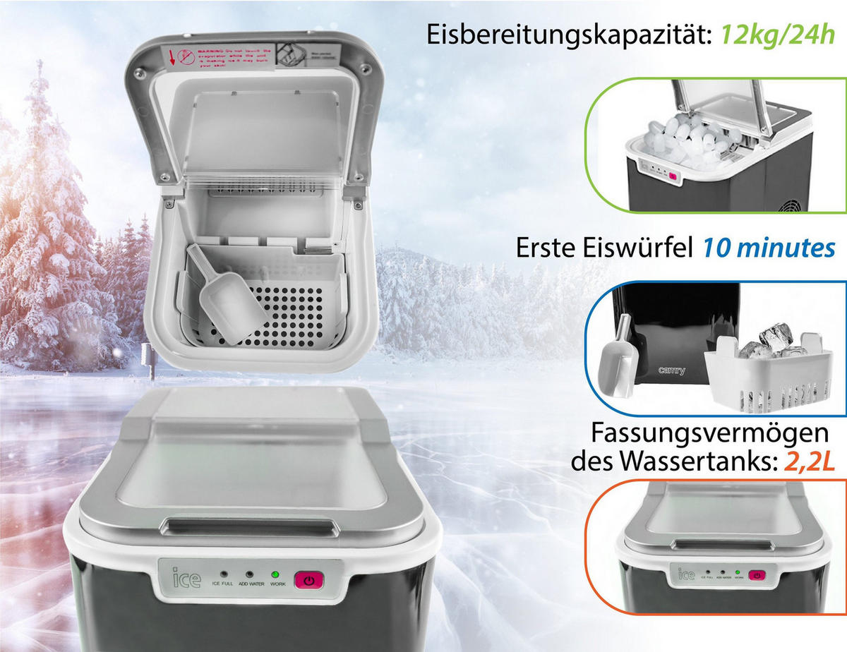 EISWÜRFELMASCHINE CR8073 Schwarz 2,2L - Grau, Kunststoff (25/32/35.5cm) - camry