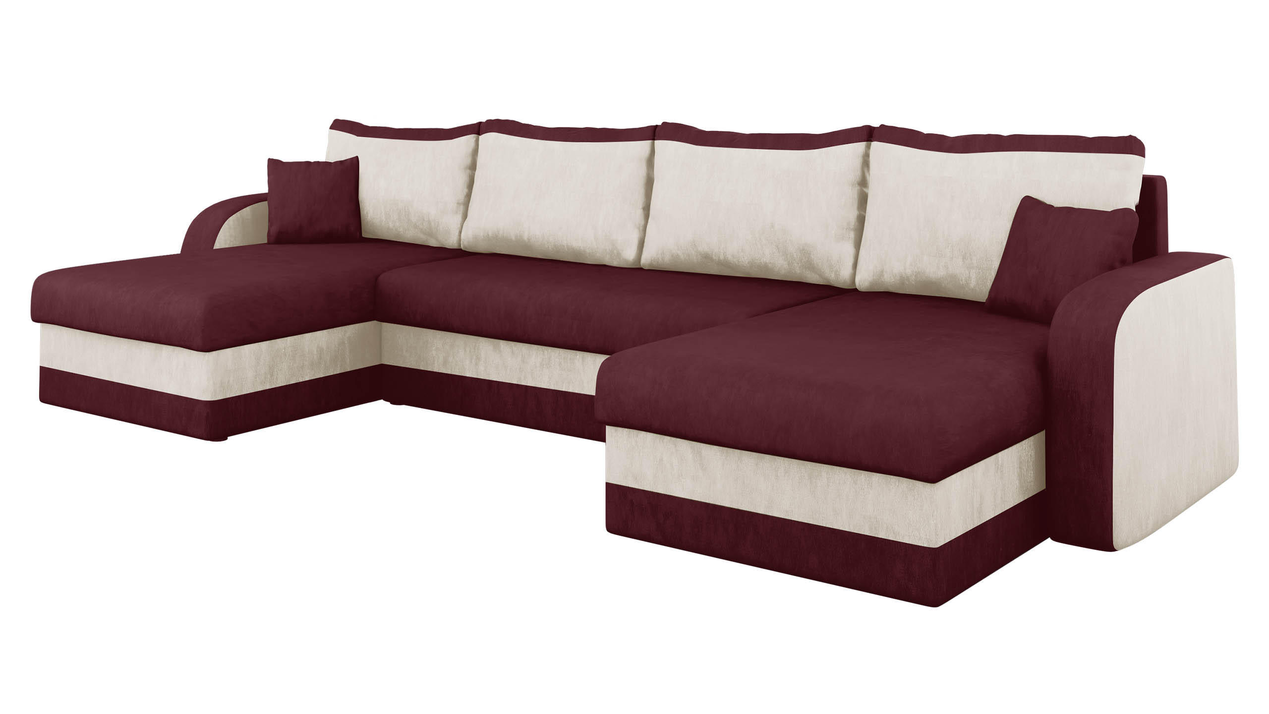ECKSOFA Kris U - Schwarz/Dunkelrot, Holz/Kunststoff (304/80/140cm) - MIRJAN24