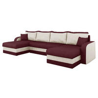 ECKSOFA Kris U - Schwarz/Dunkelrot, Holz/Kunststoff (304/80/140cm) - MIRJAN24