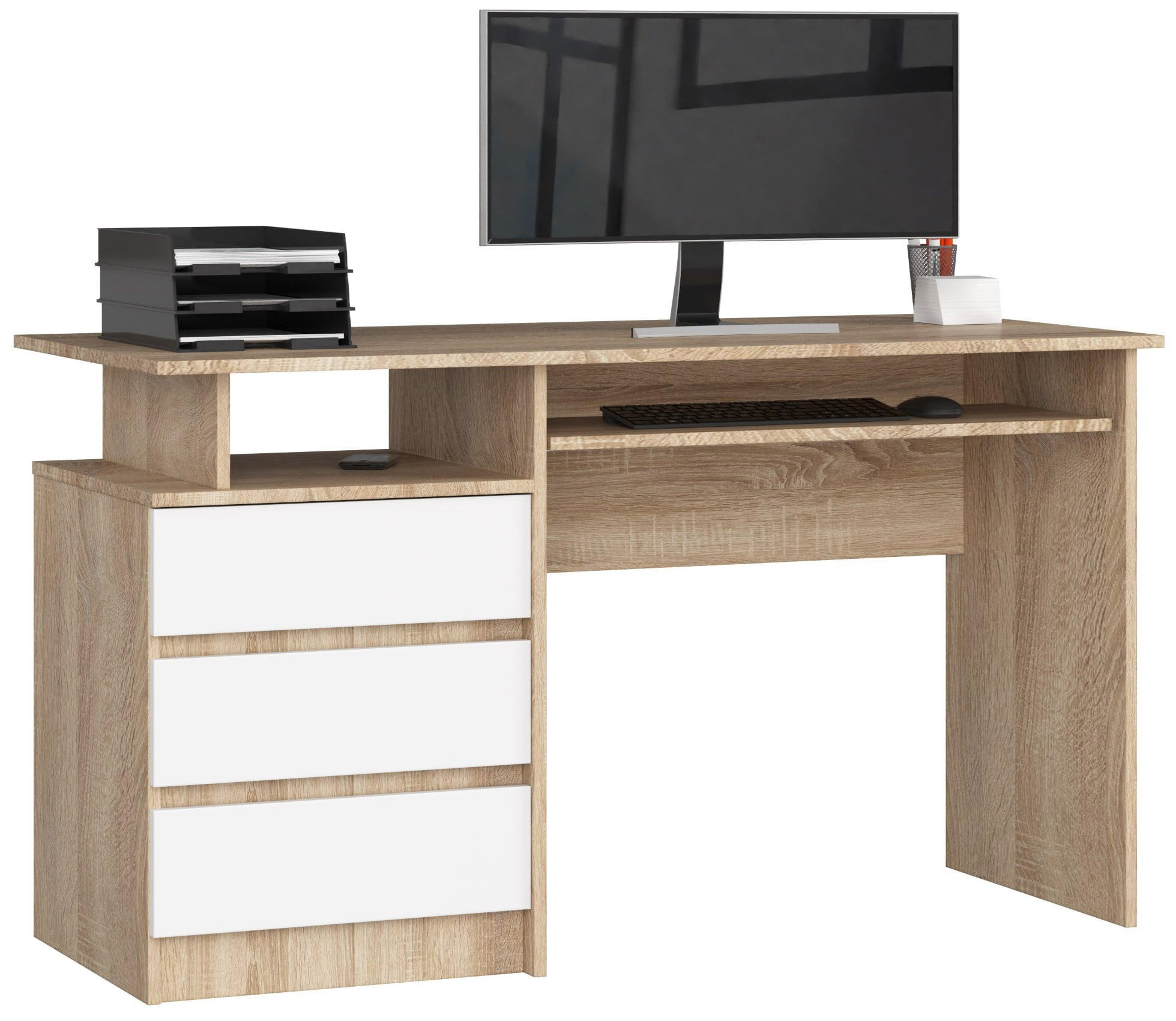 RAUMHIRSCH FURNITURE PSACÍ STŮL dub Sonoma, bílá 77/135/60