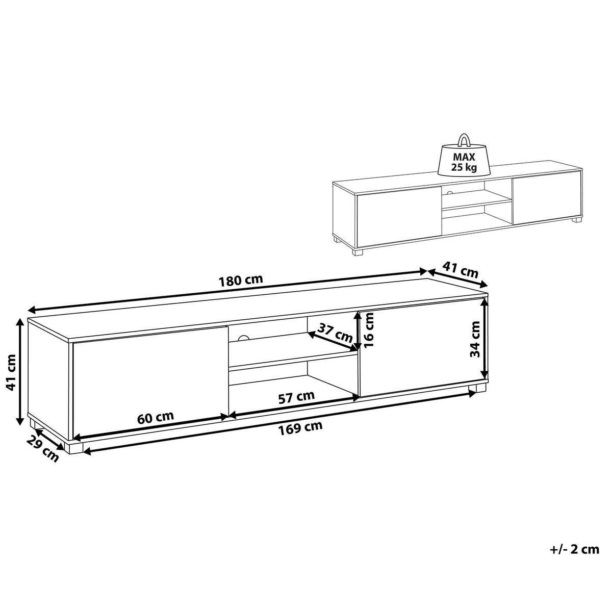 TV-MÖBEL Helleres Braun, Weiß LINCOLN 41/180/41 cm - Hellbraun, Holzwerkstoff (180/41/41cm) - Beliani