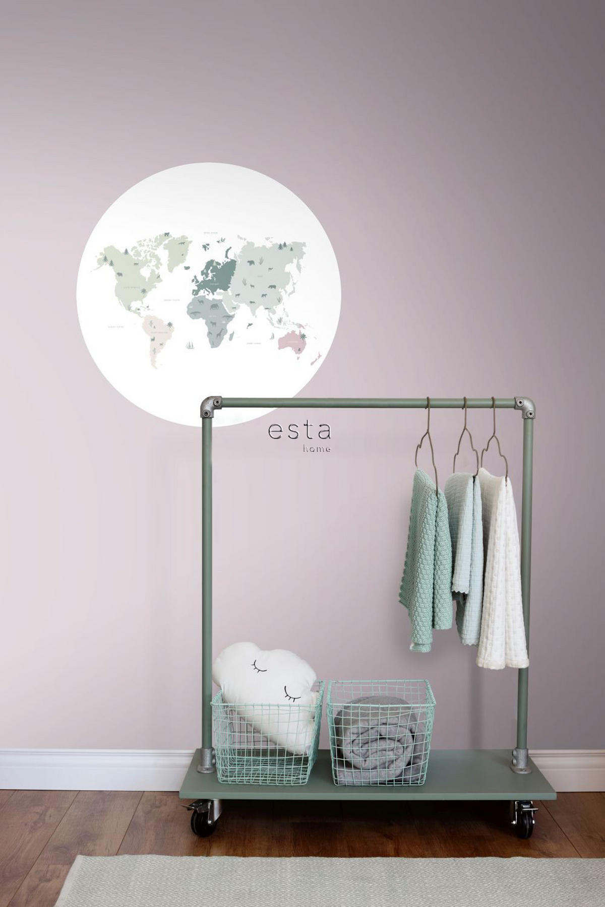SELBSTKLEBENDE runde Tapete Weltkarte für Kinder Ø 70 cm - Multicolor, Papier (70/70/70cm) - ESTAhome