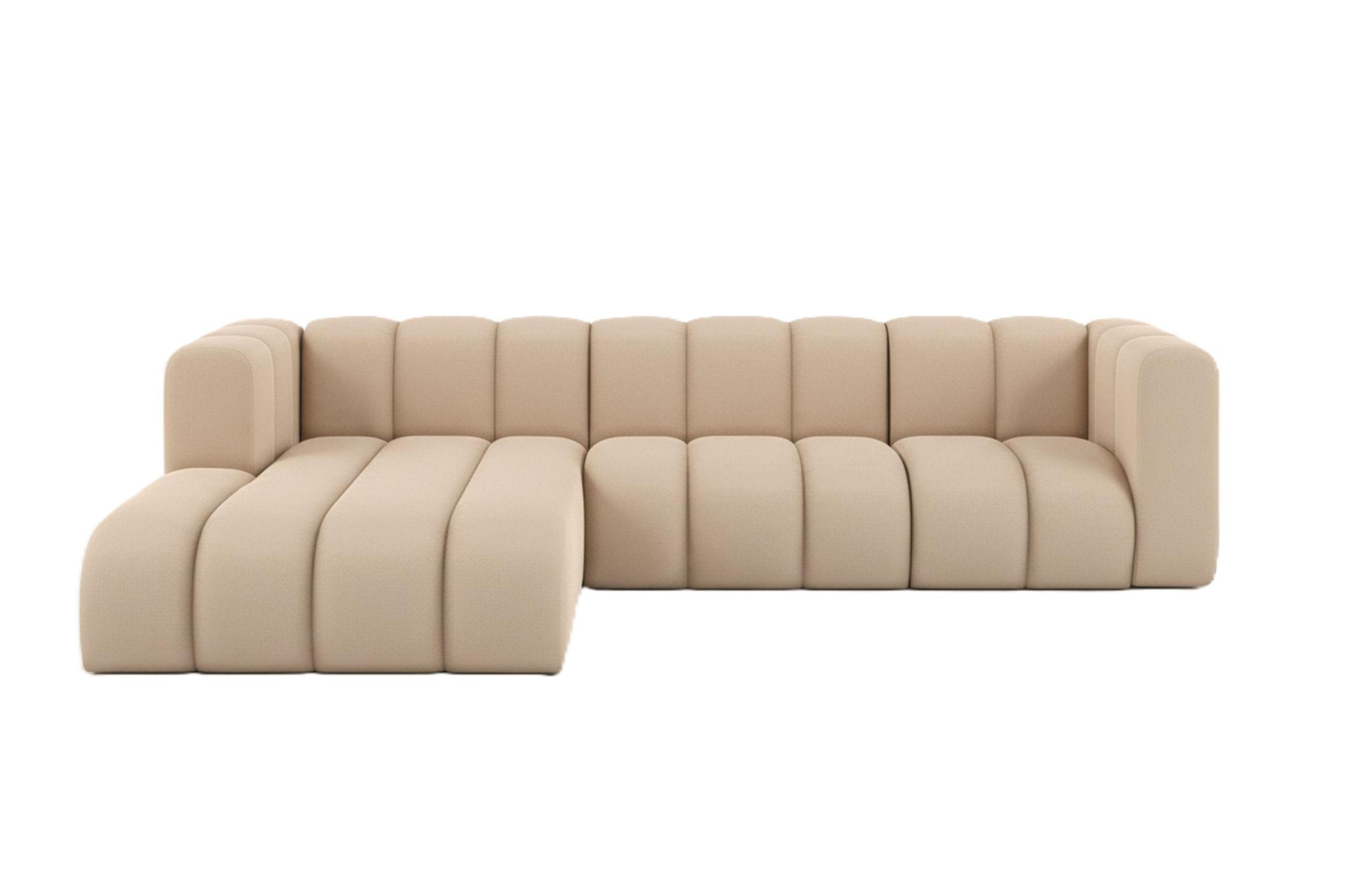 ECKSOFA L-Form Grand L 287 cm, Veloursstoff Salvador, Beige, Links - Beige, Holz (287/179cm) - Kaiser Möbel