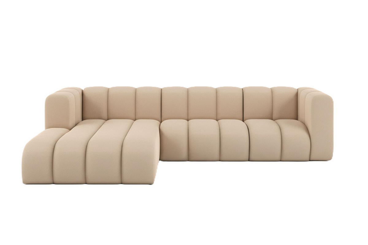 ECKSOFA L-Form Grand L 287 cm, Veloursstoff Salvador, Beige, Links - Beige, Holz (287/179cm) - Kaiser Möbel