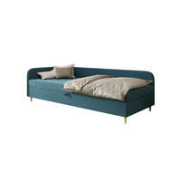 EINZELBETT aus Polyester und Cord Kobbevik Seite Links 90x200 cm, Türkis - Türkis, Textil (90/200cm) - Meblito