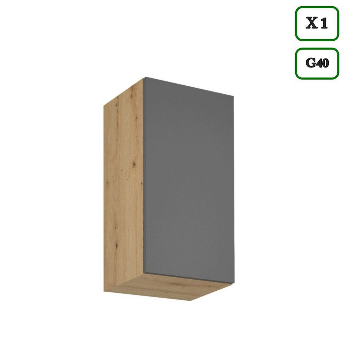 KÜCHENZEILE 260 cm – LangenK97-M260 - in Grau/Matt - Schwarz/Grau, Holzwerkstoff/Metall (260/212/52cm)