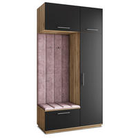 GARDEROBENSCHRANK REMA 120/240/60 cm Modern Garderobe-Set Eiche Wotan - Eiche Wotan/Lila, Holzwerkstoff (120/240/60cm) - MASSENO