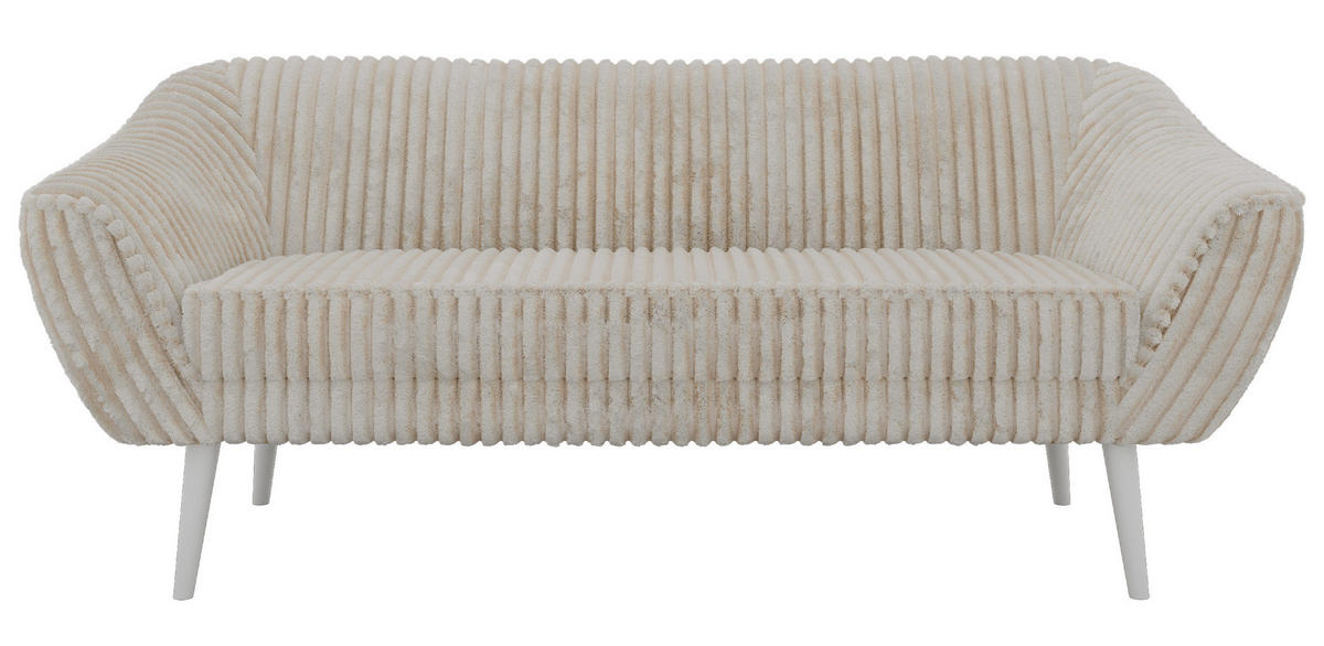 TROJMIESTNA POHOVKA PIRS 3 - Béžová Manšester - Biele nohy - biela/krémová, kompozitné drevo/textil (180/75/74cm) - MKS