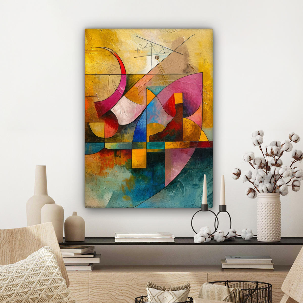 LEINWANDBILD Kunst - Abstrakt - Modern Wandbild Wohnzimmer 60x80 cm - Gelb, Textil (60/80cm) - MuchoWow