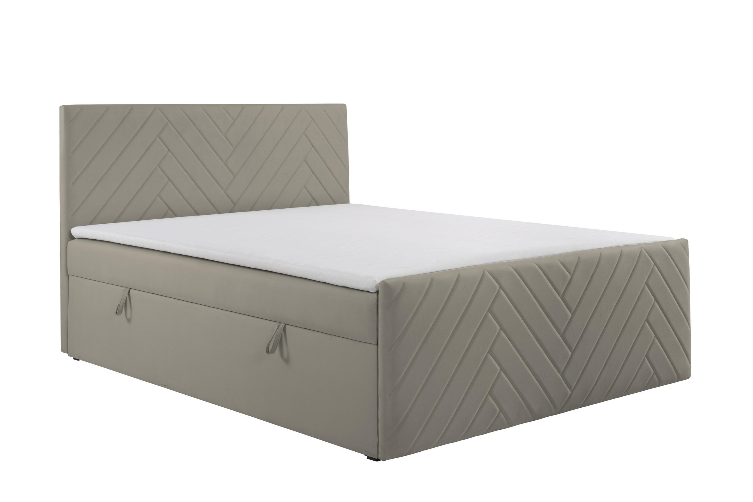 BOXSPRINGBETT NOVA mit Topper und Bettkasten, Beige, 120x200 cm - Beige, Textil (120/200cm) - KS Home Concept