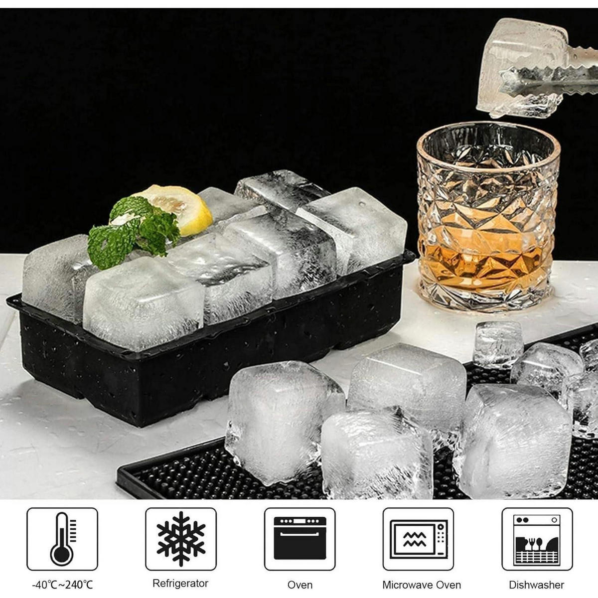 EISWÜRFELFORM 2er Set Silikon Schwarz - Schwarz, Kunststoff (5.3/22.1/11.9cm)