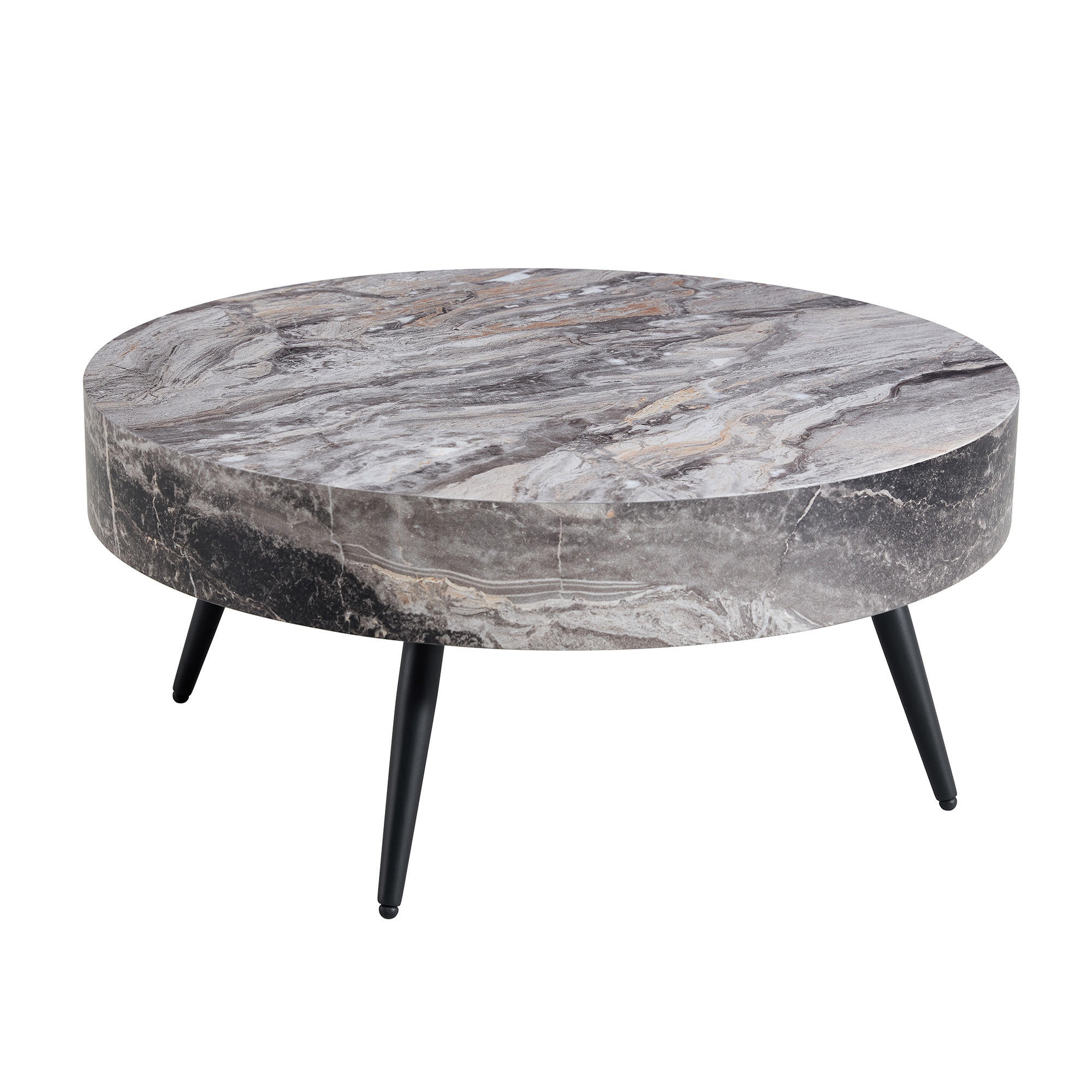 COUCHTISCH in Schwarz und Grau Wohnzimmertisch mit Holzoptik für Wohnzimmer, B70/T70/H35.5 cm - Schwarz/Grau, Holzwerkstoff/Metall (70/70/35.5cm) - STILVORA