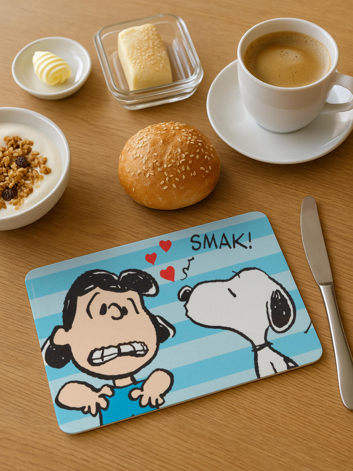 BRETTCHEN The Peanuts Snoopy Kuss Smak Blau 14,5 x 23,5 cm - Blau, Kunststoff (14.5/23.5cm) - United Labels