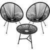 GARTENSTUHL 2er Set Santana mit Tisch, Belastbarkeit Stuhl 120 kg, schwarz - Schwarz, Kunststoff - tectake