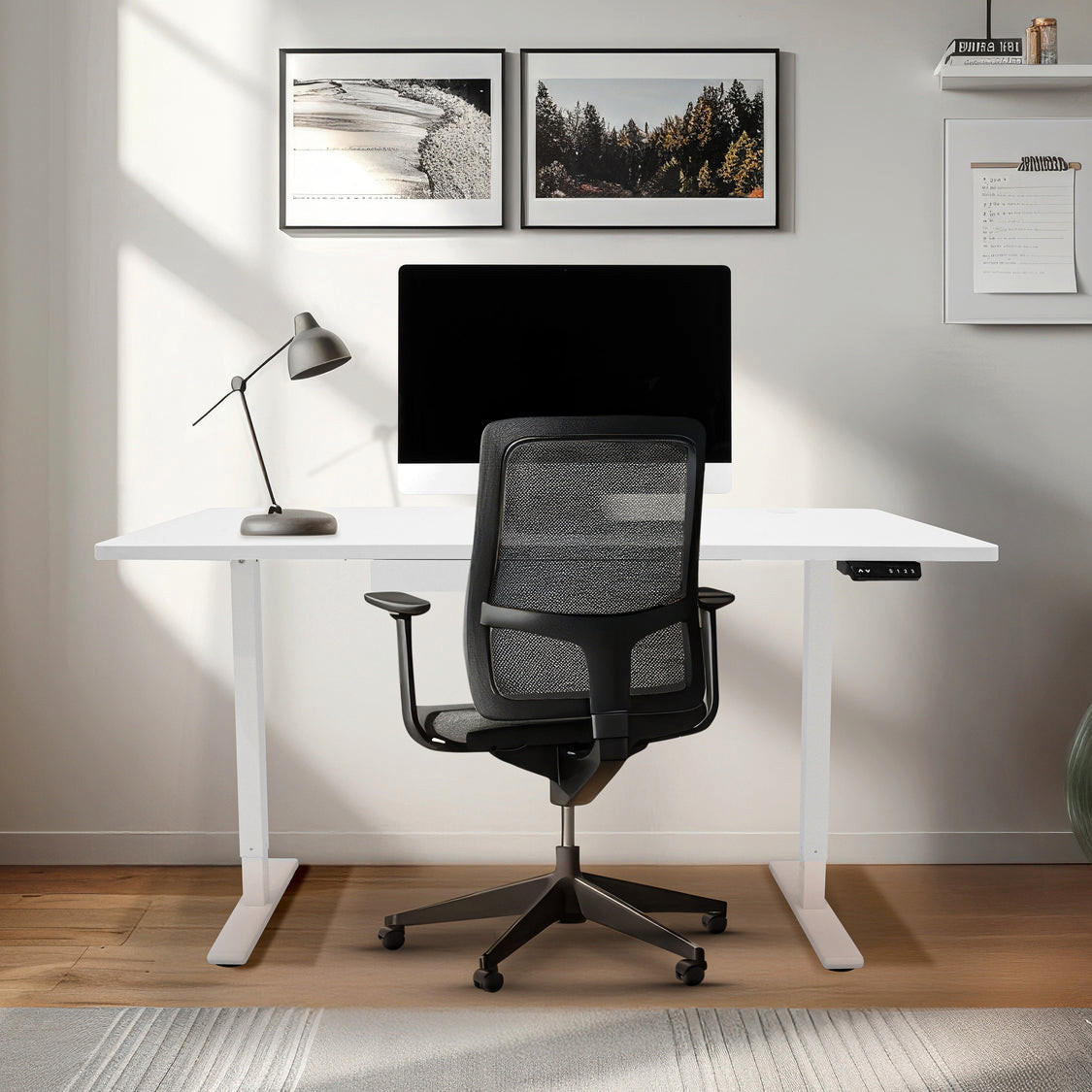 STEHSCHREIBTISCH Elektrischer mit Schublade – 160 cm x 60 cm - Weiß, Metall (60/160/118cm) - Monstershop