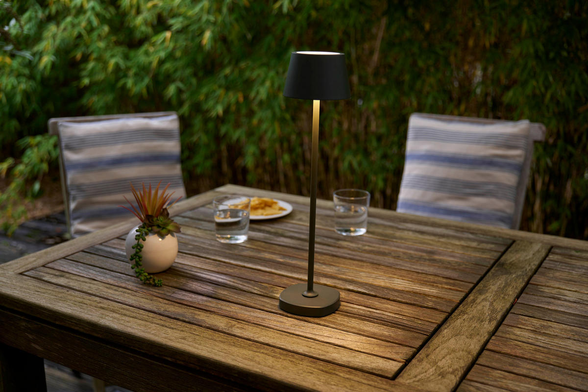 LED-AKKU Tischlampe mit Ladestation Ø 11 x 45 cm stufenlos dimmbar für Innen und Außen olivegrün - Olivgrün, Metall (11/11/45cm) - Northpoint