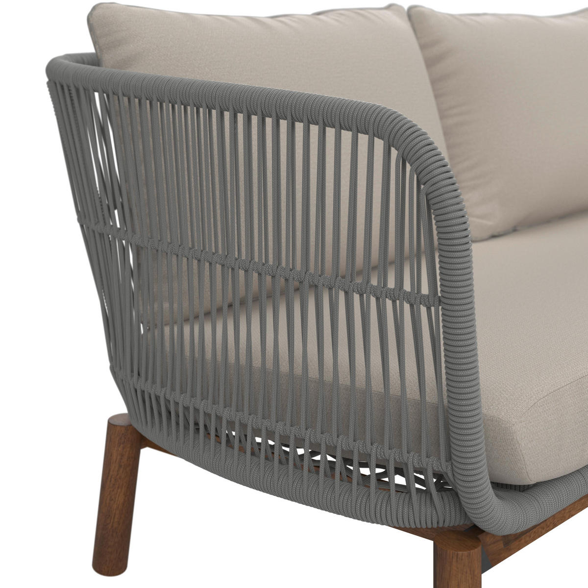 LOUNGEGARNITUR Malene Holz Outdoorstoff/Metall - Creme, Holz - Bessagi Garden