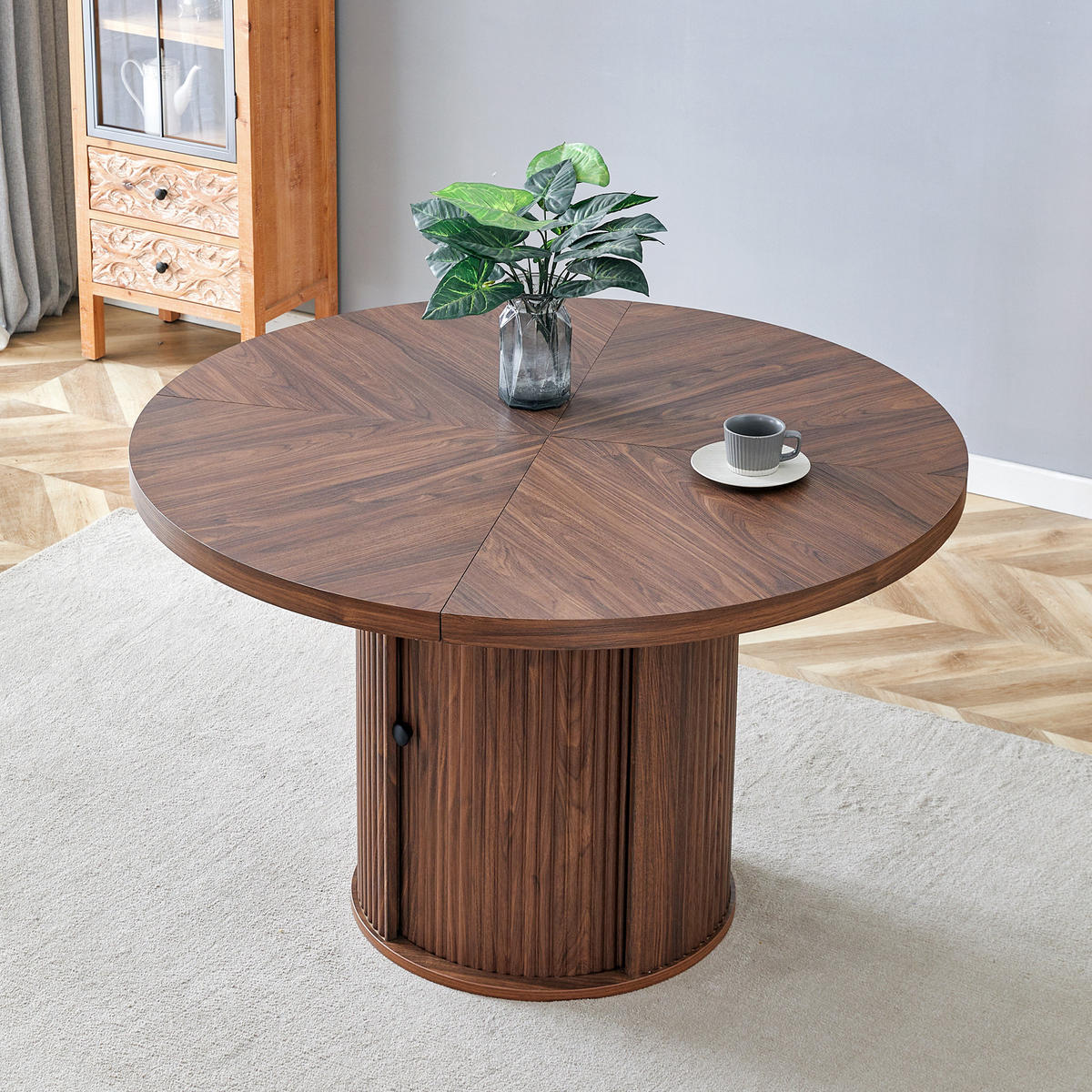 ESSTISCH Rund 115/74 cm mit Stauraum DE-40056 Nussbaum - Walnussfarben, Holzwerkstoff (115/115/74cm) - ComfortXL