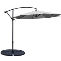 AMPELSCHIRM aus Polyester Metall in Hellgrau mit befüllbarer Kunststoff-Sockel und Kreuzständer drehbar 360° neigbar 60° 3 x 2.6m - Grau, Metall (300/240cm) - Livingandhome