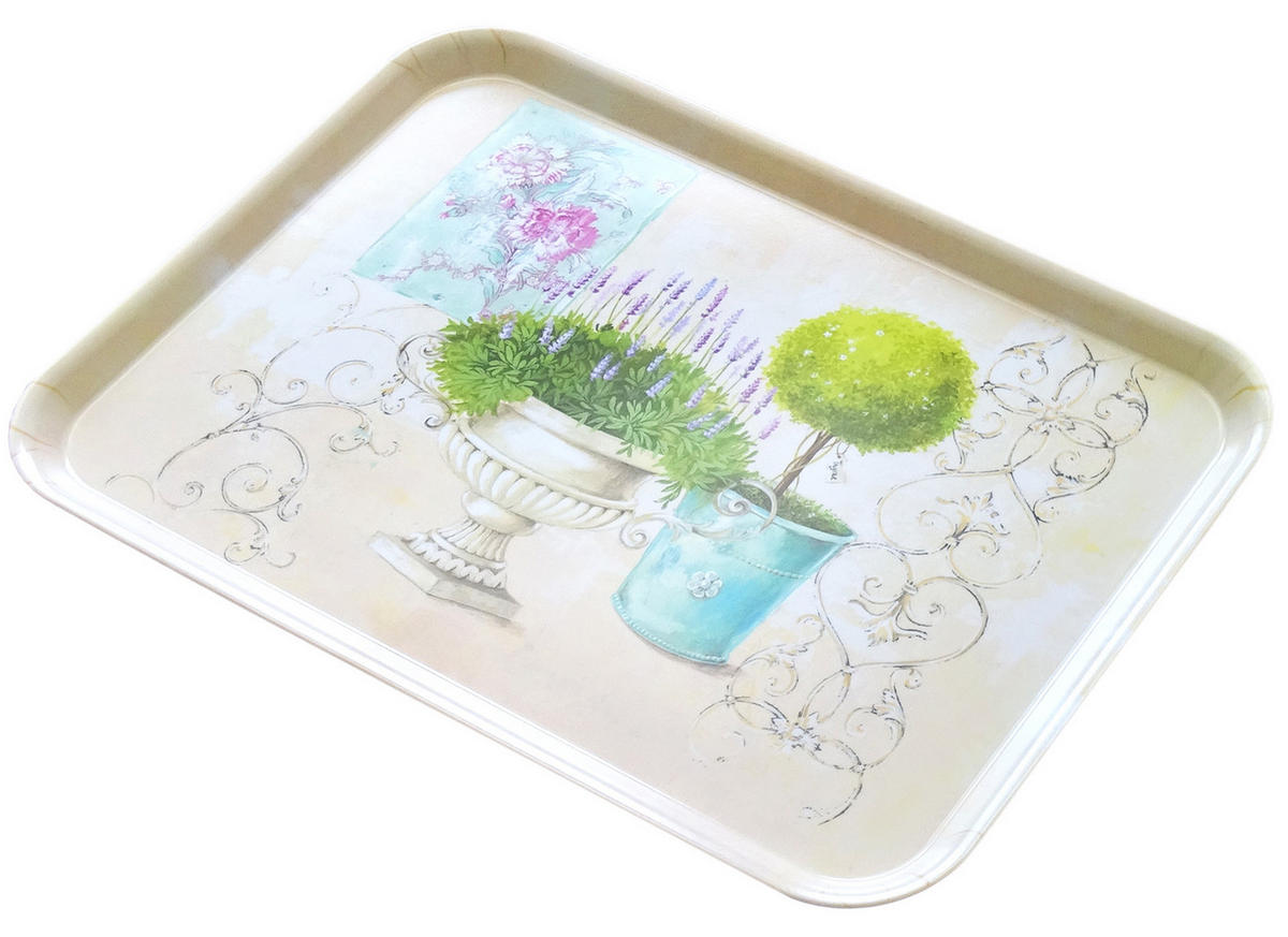 TABLETT Garten, rechteckige Melamin Serviertablett 45x31 cm - Grün, Kunststoff (31/2/45cm) - Lashuma